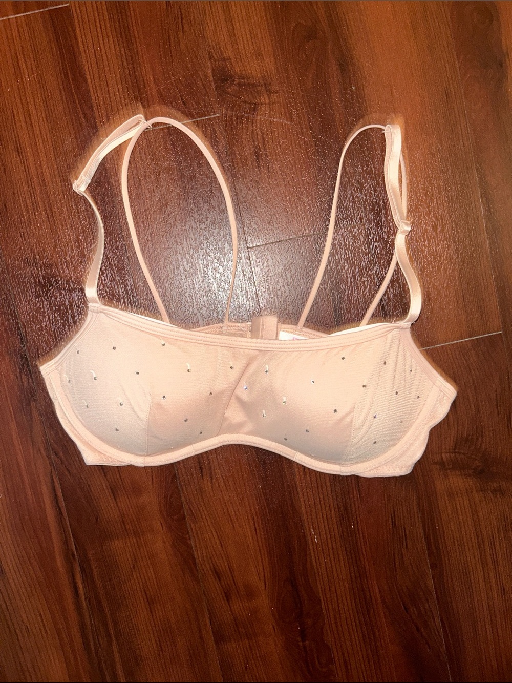 PINK Victoria Secret Bra with Rhinestone with Pink Mesh Size Medium New